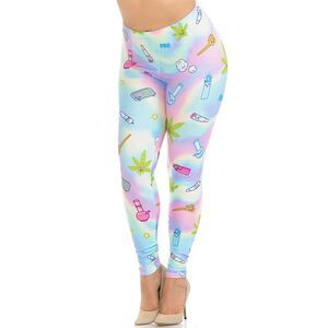 Creamy Soft Marijuana Life Extra Plus Size Leggings - 3X-5X - USA Fashion (XPlus